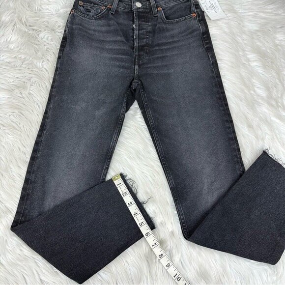 Re/Done Women's NWT Black 90's High Rise Ankle Crop Stretch Denim Jeans W26/L27 - Picture 11 of 11